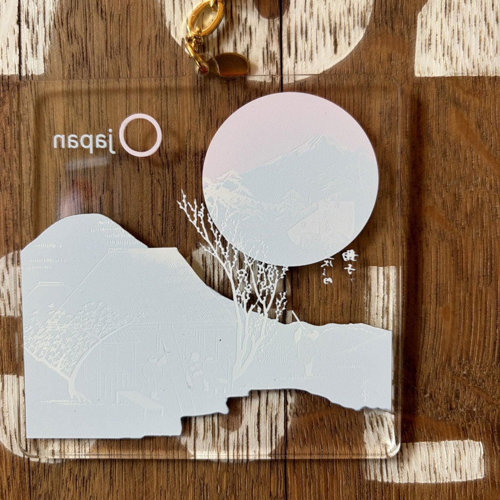 鞠子の樹・駿河三景 アクリルキーホルダー10c角 金具:金色〇japanロゴ付 裏側写真