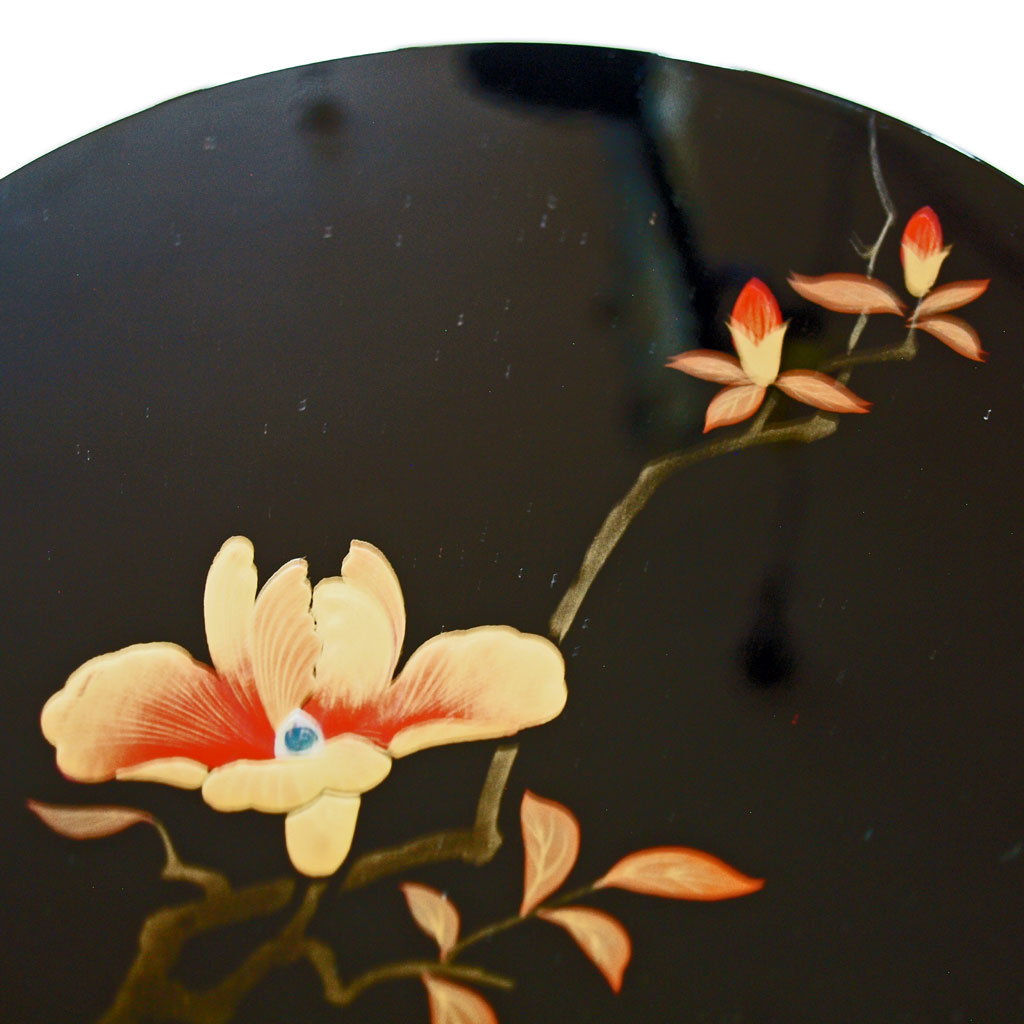 花器・木製漆塗り/黒塗/木蓮金彩蒔絵/落とし赤(銅)・小傷