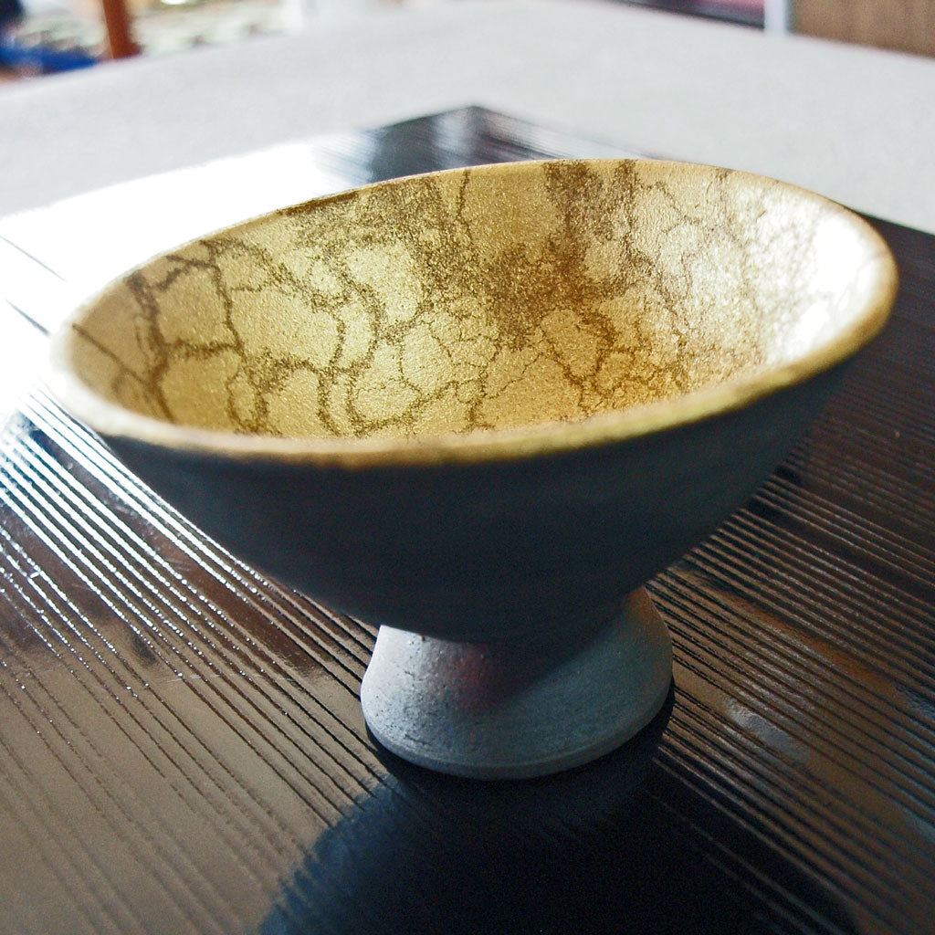 馬上盃・ぐい吞み・純金箔使用・越前焼・2入