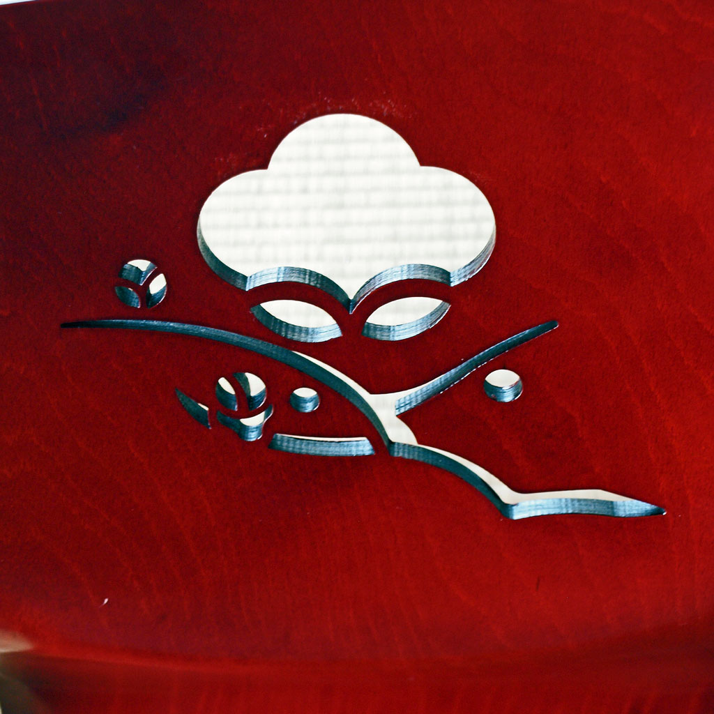 座椅子・木製・曲木・花板ワイン色・和モダン