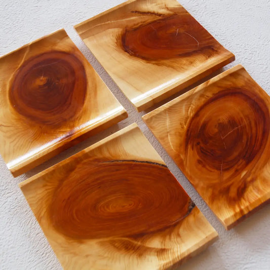 盛器・ひのき銘々皿・小皿・節つき・4枚set