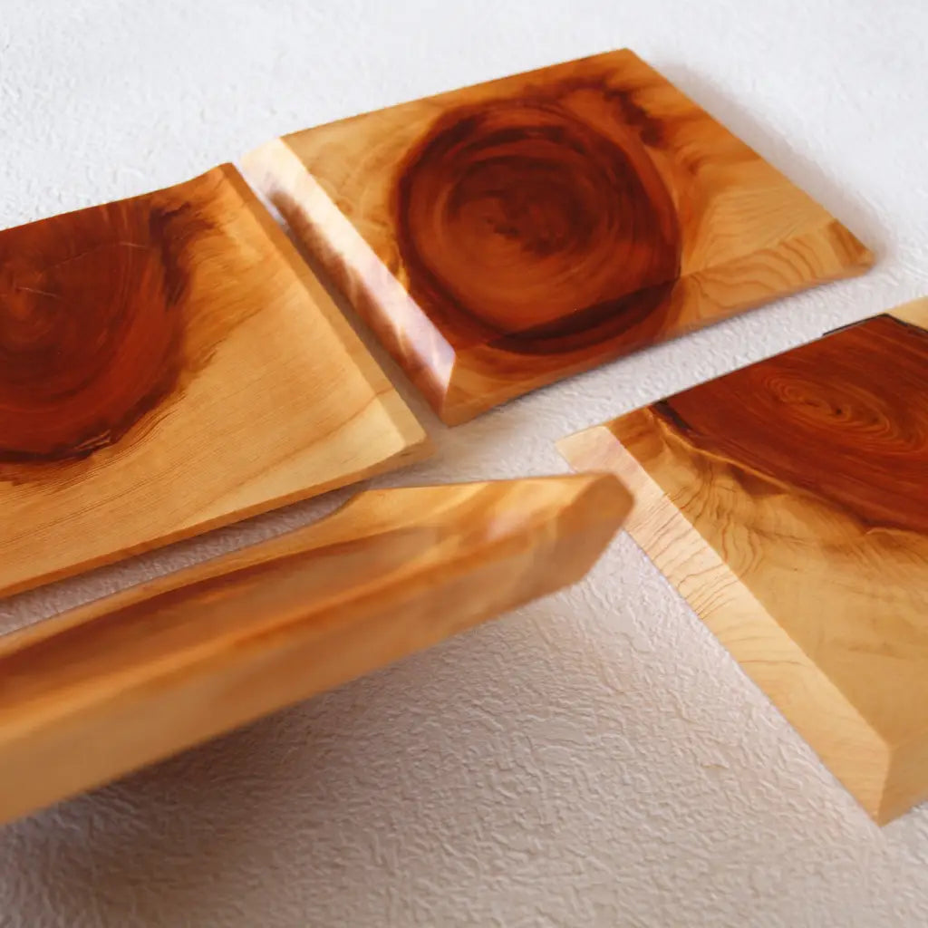 盛器・ひのき銘々皿・小皿・節つき・4枚set