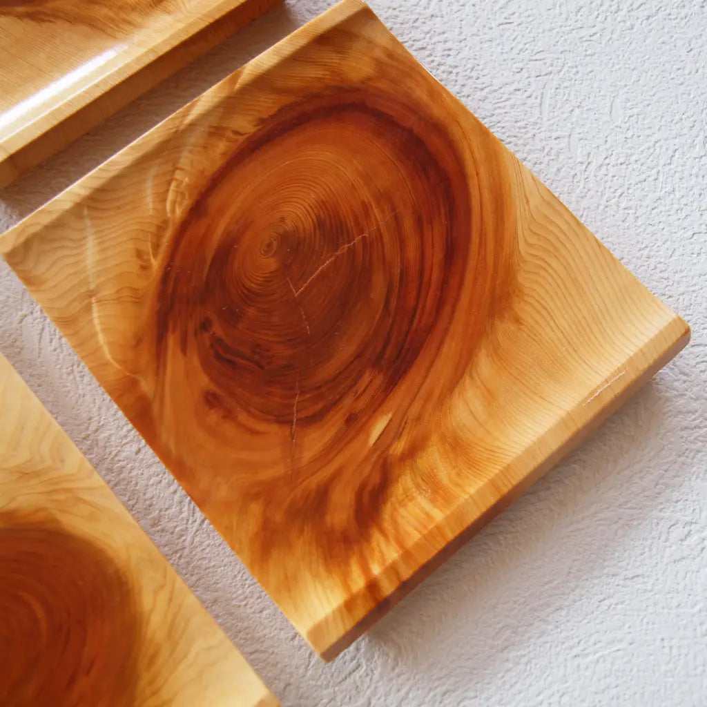 盛器・ひのき銘々皿・小皿・節つき・4枚set
