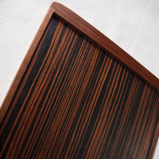 銘木敷マット・黒檀・木製・折敷・長手盆・45cm