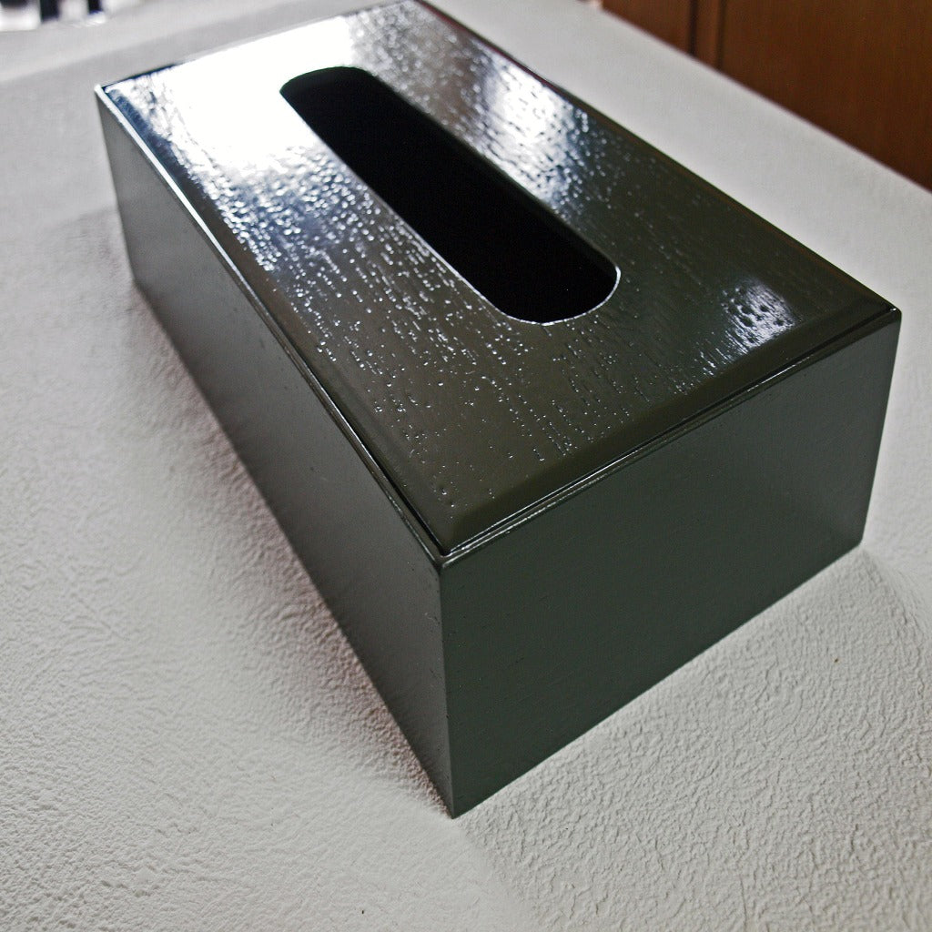 ティッシュBOX・木製・グリーン目はじき