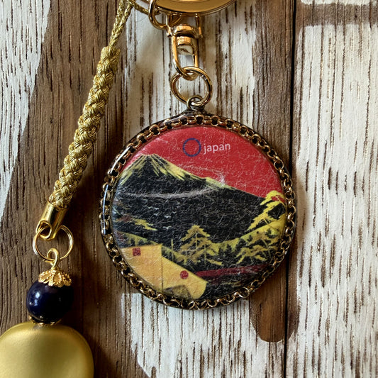 駿河三景・旅の標（しるべ）。和紙バッチ・皿カン古金美の拡大写真　富士山　三保の松原