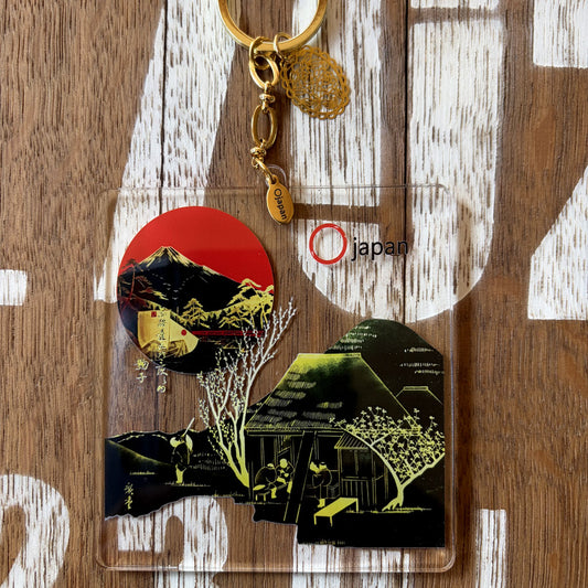 鞠子の樹・駿河三景　アクリルキーホルダー１０c角　金具：金色〇japanロゴ付