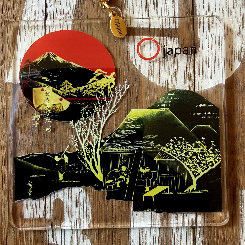 鞠子の樹・駿河三景　アクリルキーホルダー１０c角　金具：金色〇japanロゴ付拡大写真