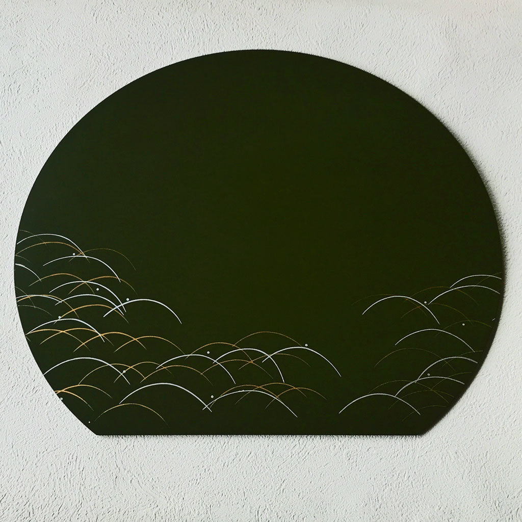 Placemat, half-moon mat, half-moon tray, half-moon tray, green/painted, Japanese modern