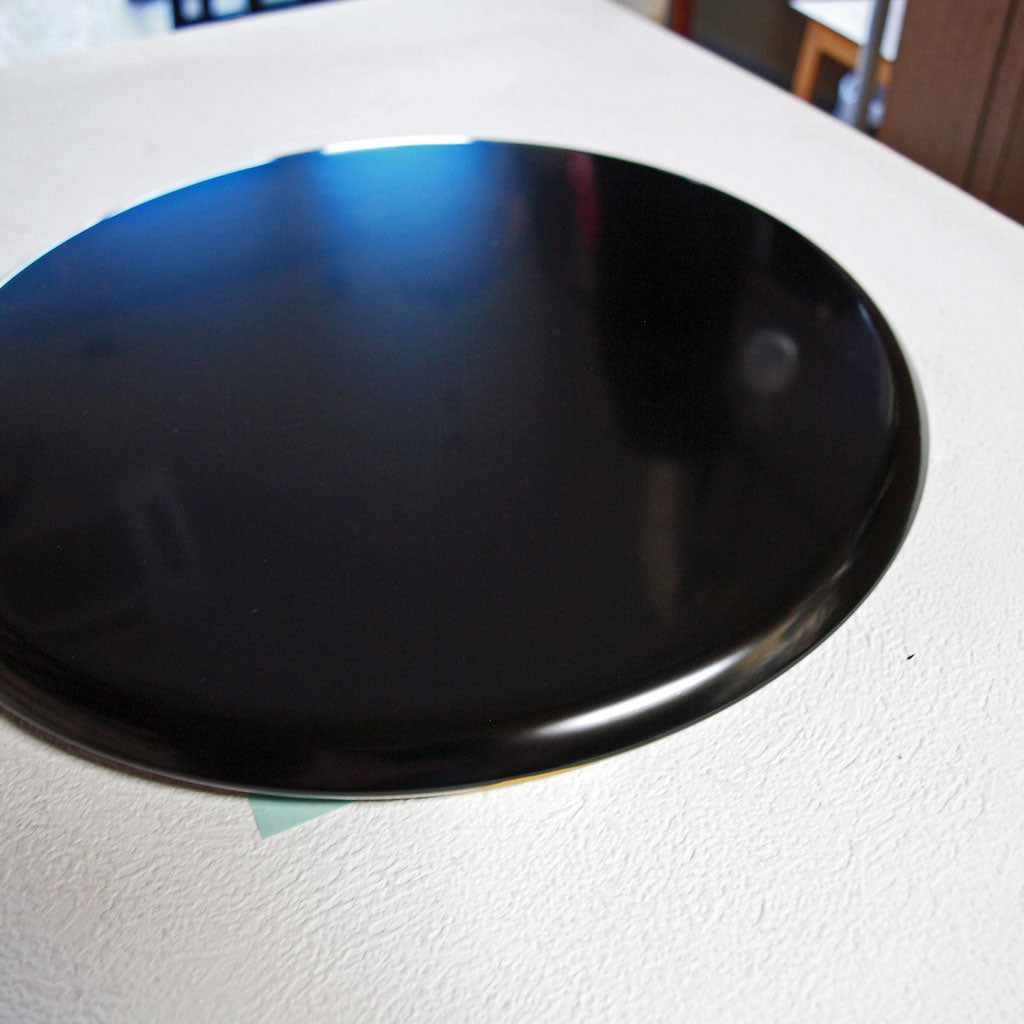 Tray, wooden black lacquer finish, Kyoto style round pattern, multi-purpose serving dish, 100cm tray