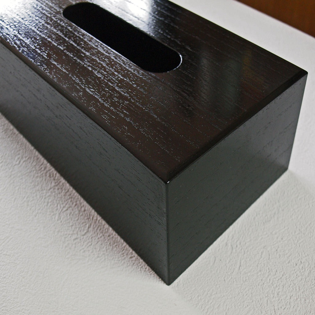 Tissue box, wooden, paulownia black grain