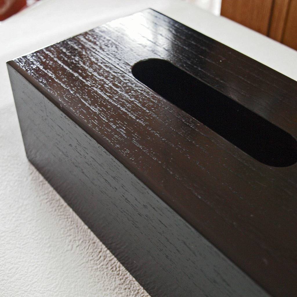 Tissue box, wooden, paulownia black grain