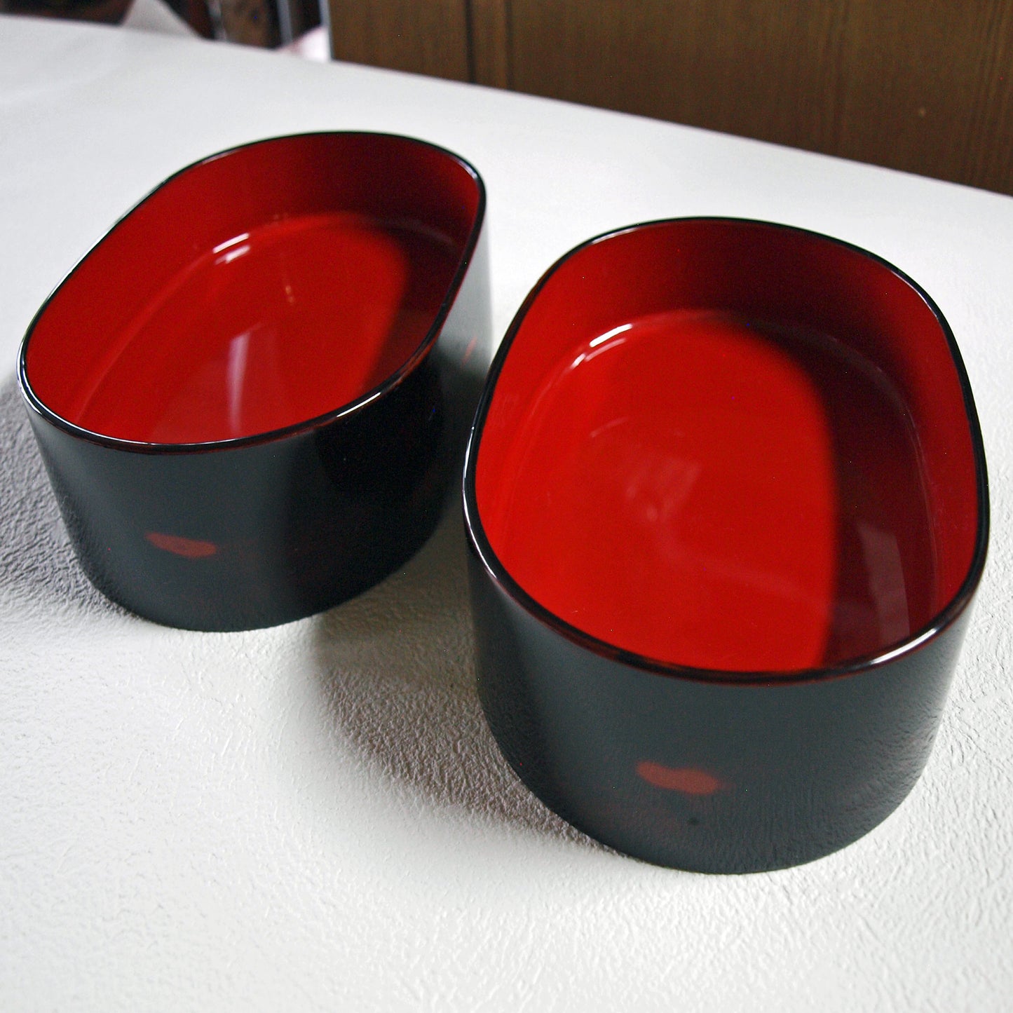 Bent wappa, serving dish, serving plate, wooden, lacquered red interior