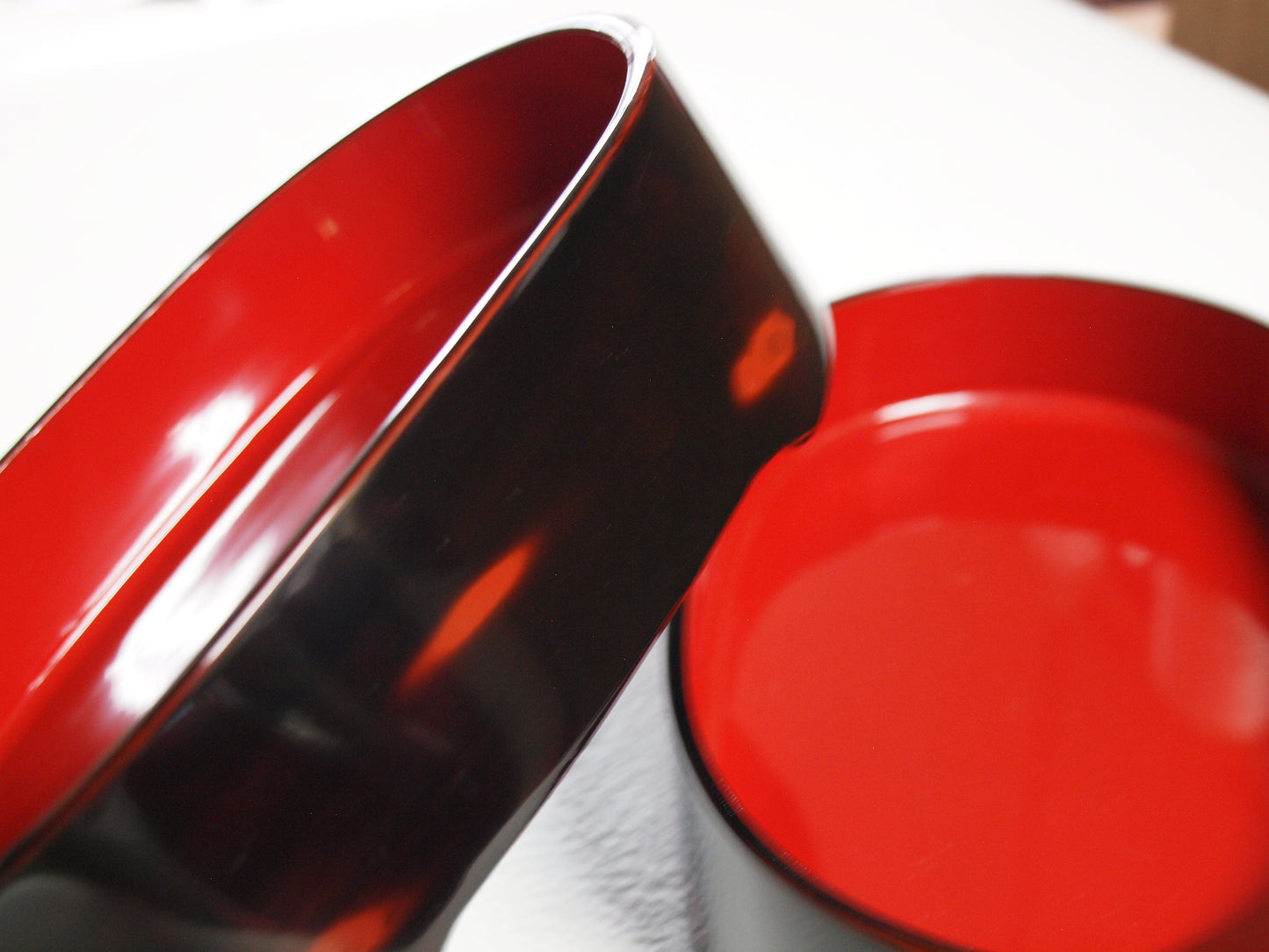 Bent wappa, serving dish, serving plate, wooden, lacquered red interior